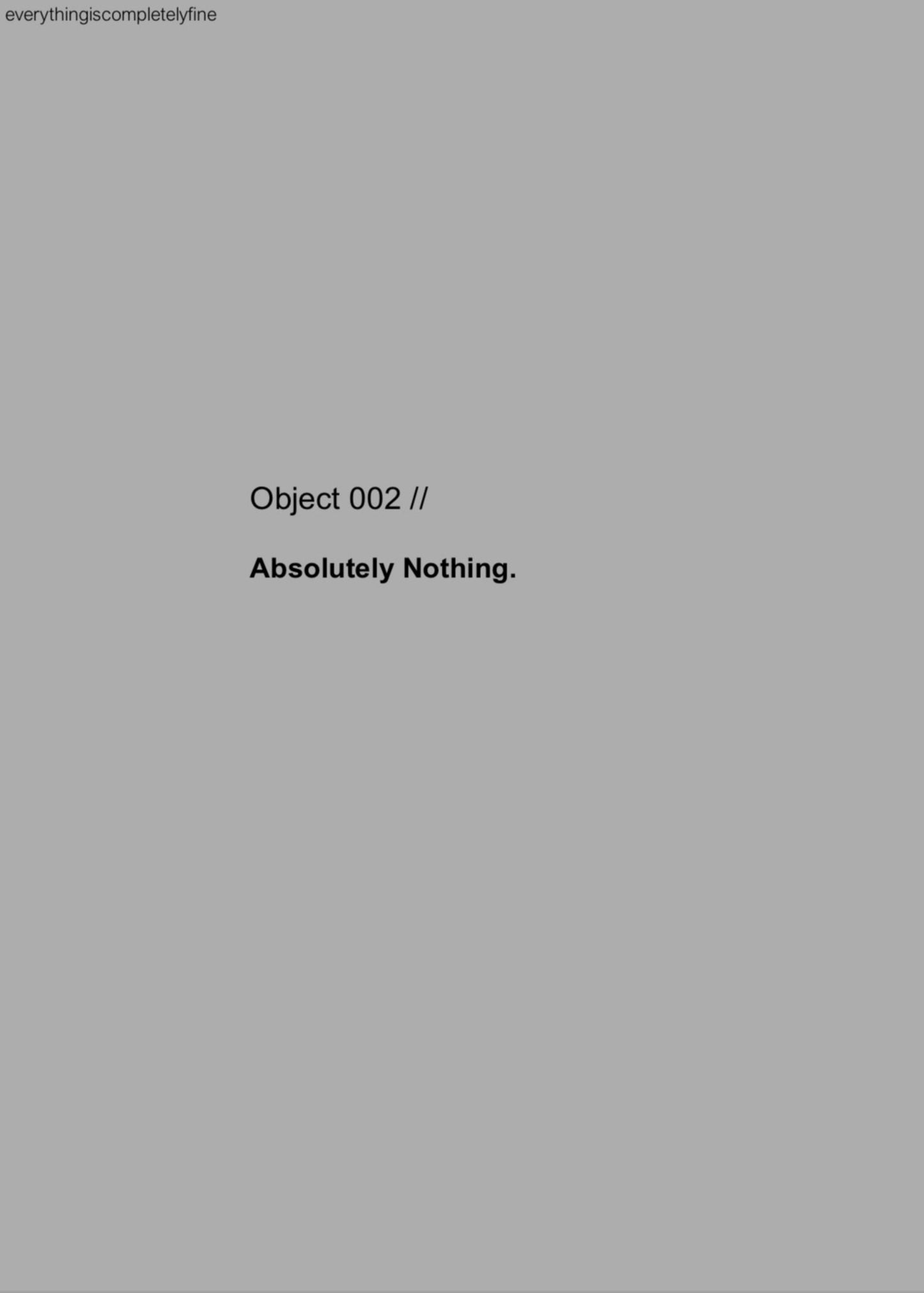 Object 002 // Absolutely Nothing.